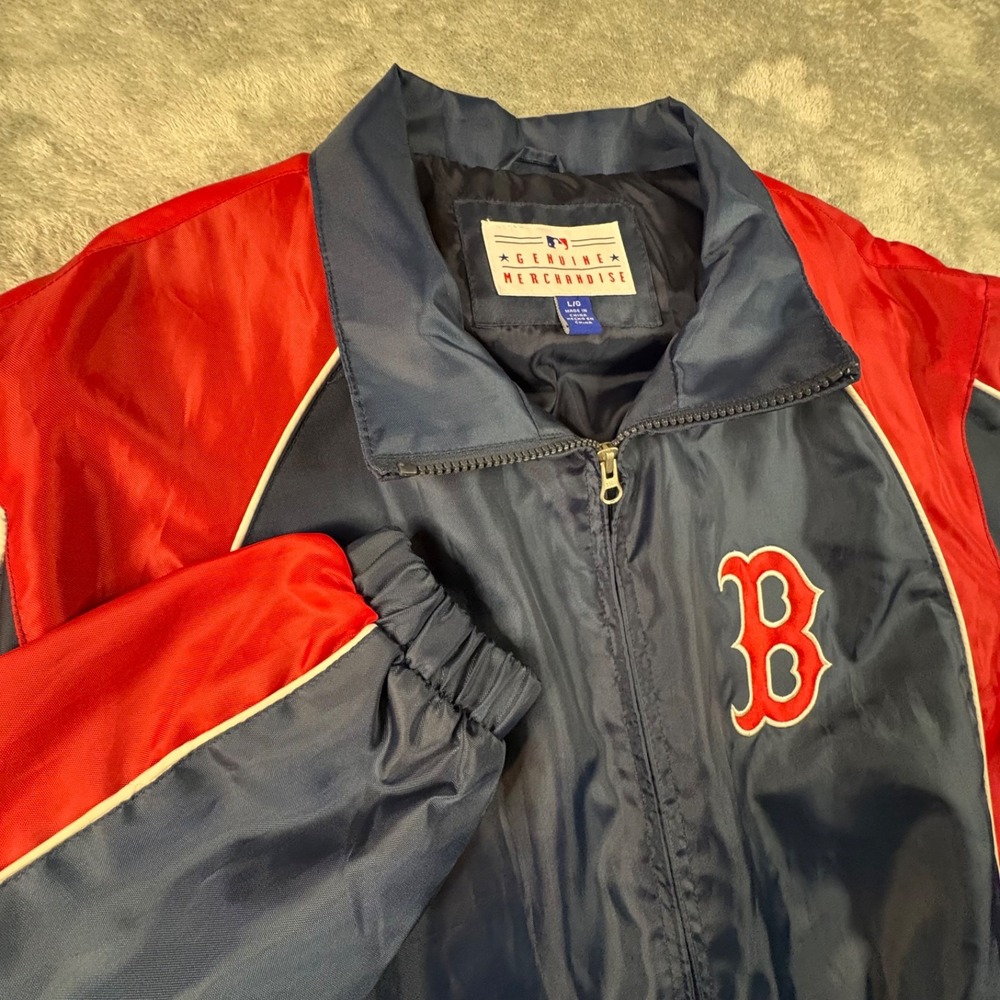 VTG Boston Red Sox Men's L Navy MLB G-III Genuine Merchandise Windbreaker Jacket